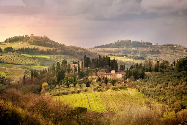 Αμπελώνες Chianti Στην Τοσκάνη Ιταλία — Φωτογραφία Αρχείου