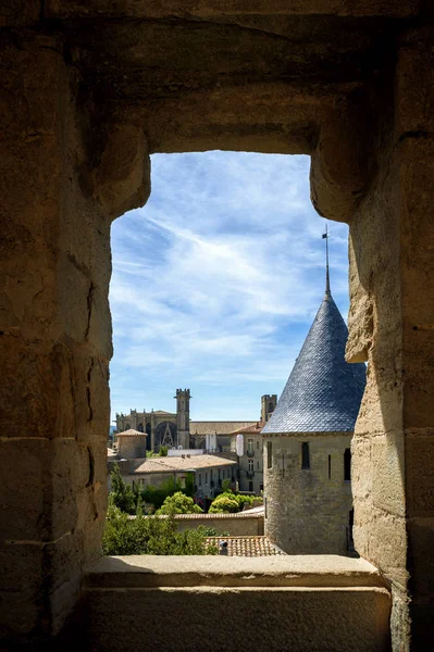 Carcassonne Obohacené Francouzské Město Departementu Aude Region Languedoc Roussillon Francie — Stock fotografie