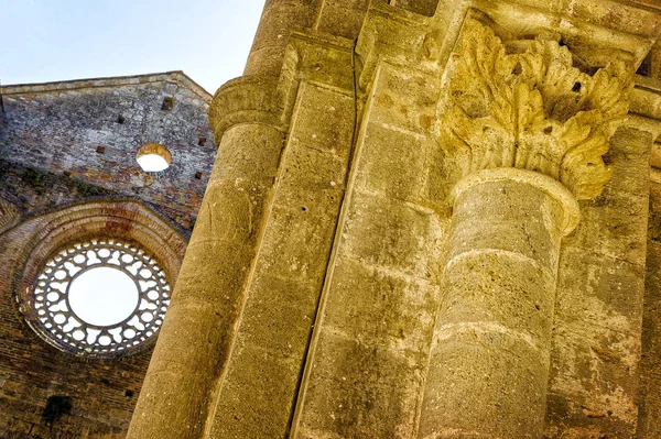 Ancient Abbey San Galgano Mirable Example Romanesque Architecture Tuscany Chiusdino — Stock Photo, Image