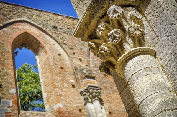 Antik Abbey San Galgano Toskana Bölgesindeki Romanesk Mimarinin Mirable Bir — Stok fotoğraf