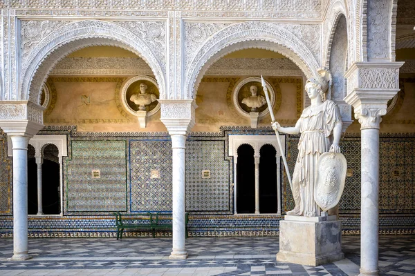 Sevilla Patio Principal Casa Pilatos Edificio Precioso Palacio Estilo Mudéjar — Foto de Stock