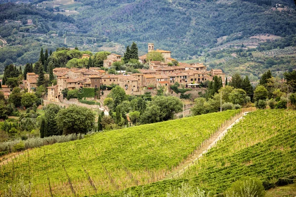 Cidade Pequena Montefioralle Toscana Italia — Fotografia de Stock