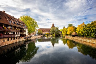 Nuremberg, Schlayer Hallergate Bridge over the Pegnitz River. Franconia, Germany clipart