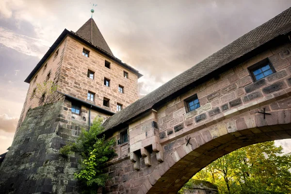 Norimberk Schlayer Hallergate Mostu Přes Řeku Pegnitz Franky Německo — Stock fotografie