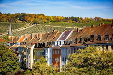 Wurzburg, view of the hills with vineyards, behind the city. Authentic beautiful towns of Germany. Northen Bavaria, Germany. clipart