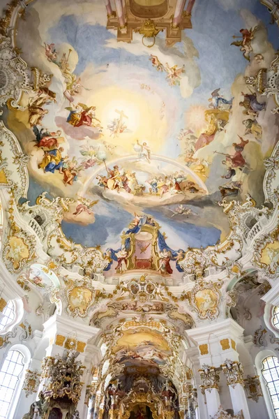 Wallfahrtskirche Wies Innenkirche Wieskirche Steingaden Der Romantischen Straße Bayern Deutschland — Stockfoto