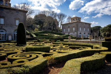 BAGNAIA, ITALY  MARCH 23, 2018: Villa Lante at Bagnaia is a Mannerist garden of surprise, near Viterbo, Italy. clipart