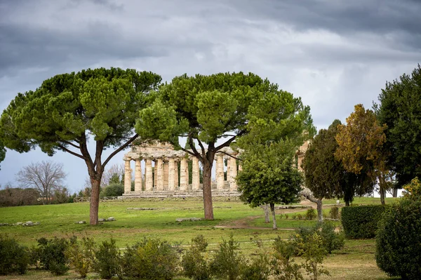 Paestum Antiguo Templo Romano Ceres Atenea Paestum Italia —  Fotos de Stock