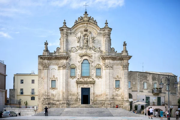 Matera Zabytkowe Centrum Kościół San Francesco Assisi Wpisany Listę Światowego — Zdjęcie stockowe