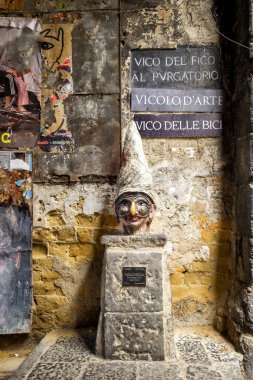 Naples, Italy  Traditional mask with face of Pulcinella in Spaccanapoli Streets in the old town of Naples, Italy clipart