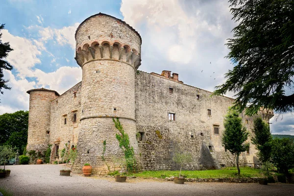 Gaiole Chianti Pohled Krásný Starobylý Hrad Meleto Srdci Chianti Itálie — Stock fotografie