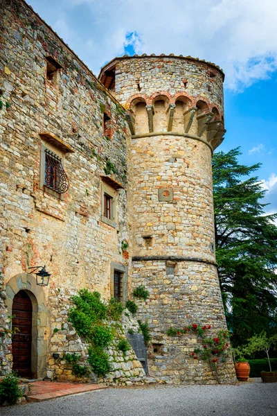 Gaiole Chianti Itálie Května 2020 Pohled Krásný Starobylý Hrad Meleto — Stock fotografie