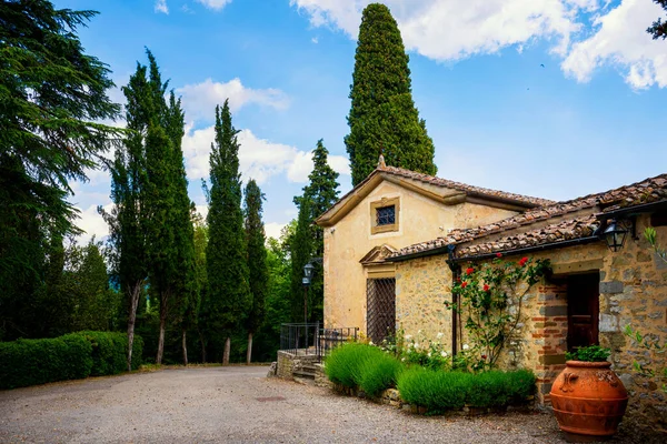 Gaiole Chianti Italy May 2020 Вид Красивий Древній Замок Мелето — стокове фото