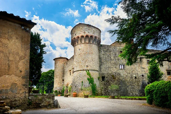 Gaiole Chianti Pohled Krásný Starobylý Hrad Meleto Srdci Chianti Itálie — Stock fotografie