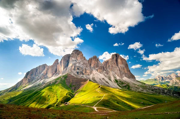 Albay Rodella Dan Sassolungo Grubu Görüldü Dolomitler Val Fassa Trentino — Stok fotoğraf