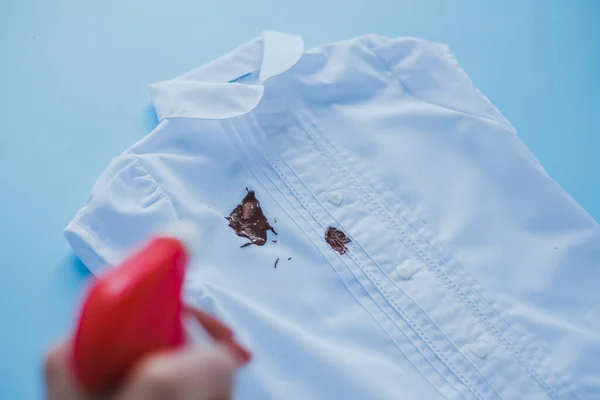 Vuil Wit Shirt Het Concept Van Dagelijkse Levensvlek Hoge Kwaliteit — Stockfoto