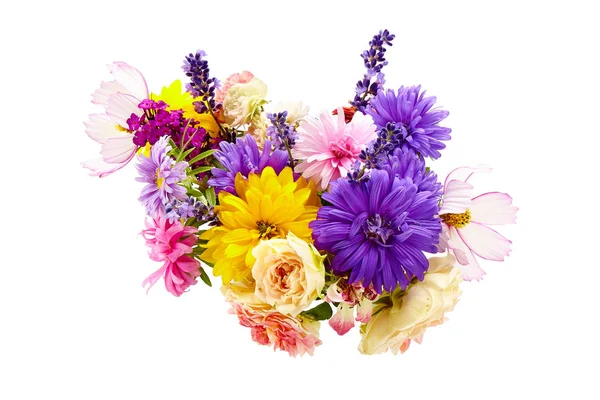 Floral Bouquet Different Flowers White Background — Stock Photo, Image