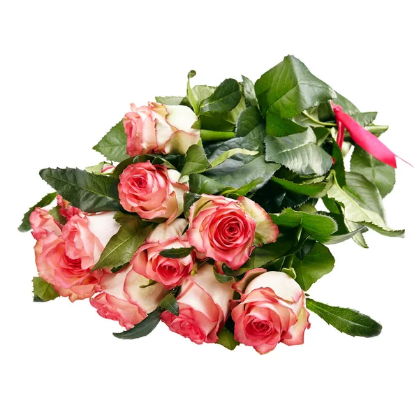 Ramo Rosas Rosadas Sobre Fondo Blanco — Foto de Stock