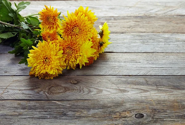 Chrysanthème Sur Vieux Fond Bois — Photo