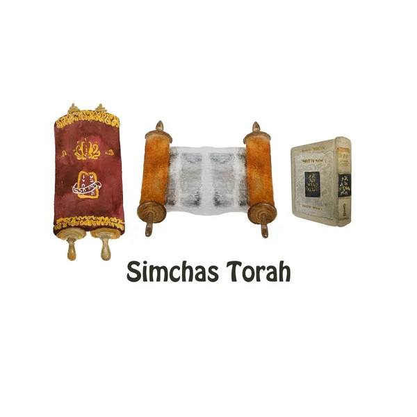 Joodse vakantie, Simchat Thora vertaling: "Vreugde van met de Torah". Rollen van de Torah — Stockfoto