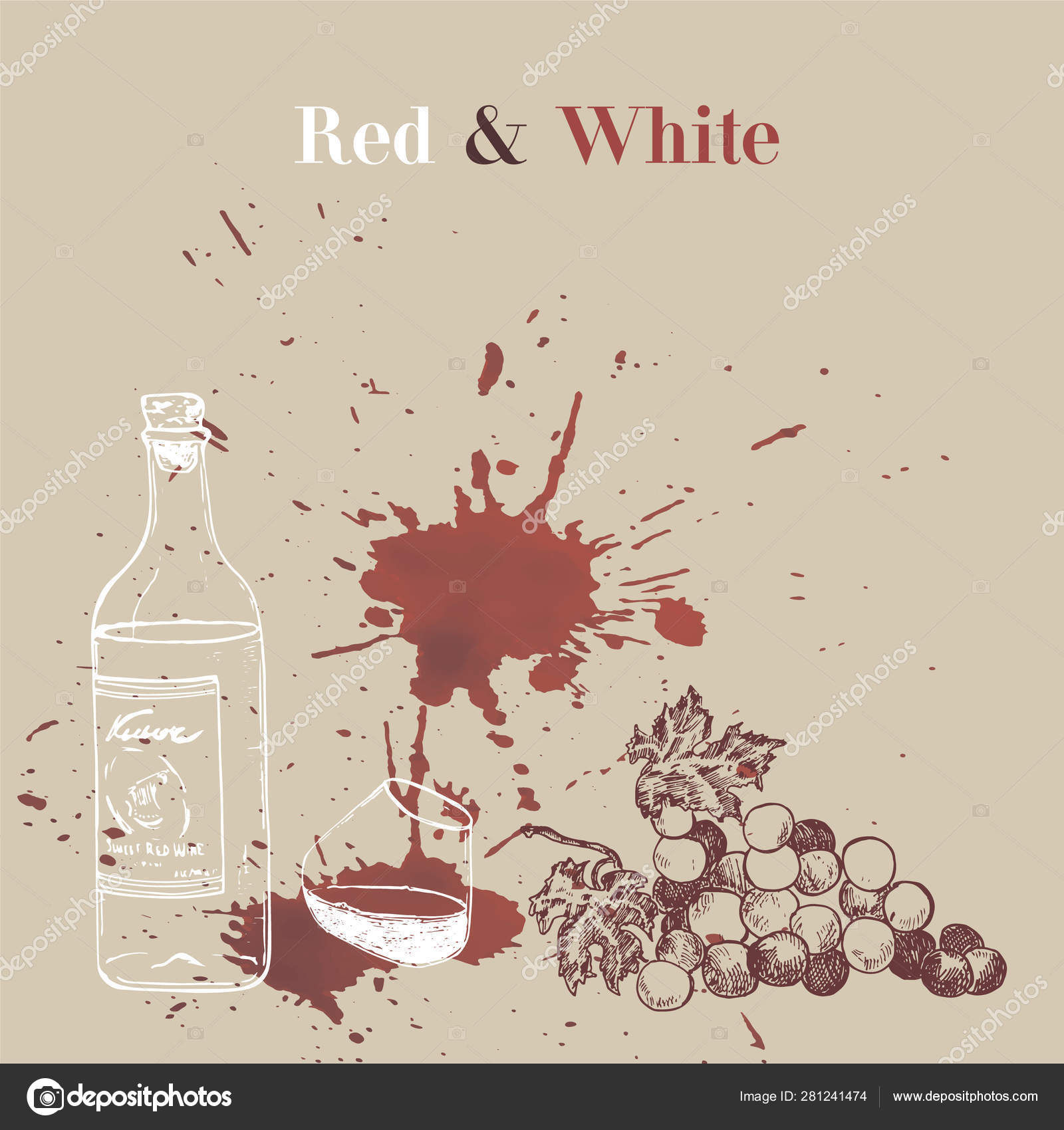 ワインイベントプレゼンテーションスケッチベクトルは 液体効果を持つ赤いワイナリースポットのイラスト 赤ワイン ボトル ブドウの赤ワインと白ワインの汚れ ストックベクター C Bychovsky Gmail Com