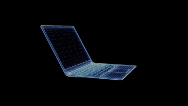 Hologram av en modern ultra laptop — Stockvideo