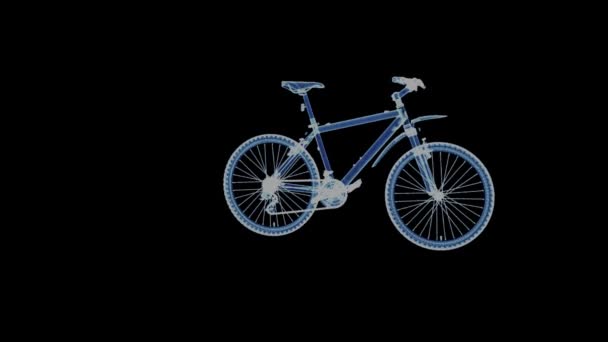 El holograma de una bicicleta de montaña moderna — Vídeo de stock