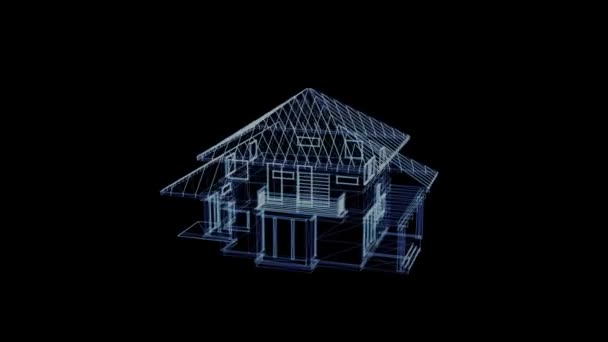 Hologram av ett roterande hus — Stockvideo