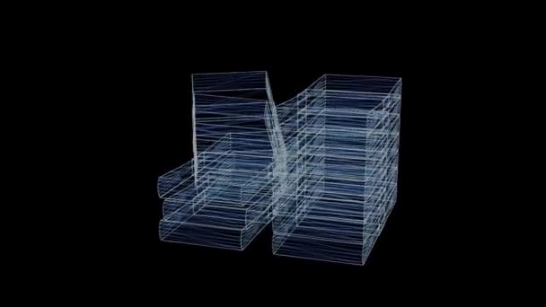 Des piles d'argent tournantes d'hologramme. Animation 3D des factures en arrière-plan avec boucle transparente 