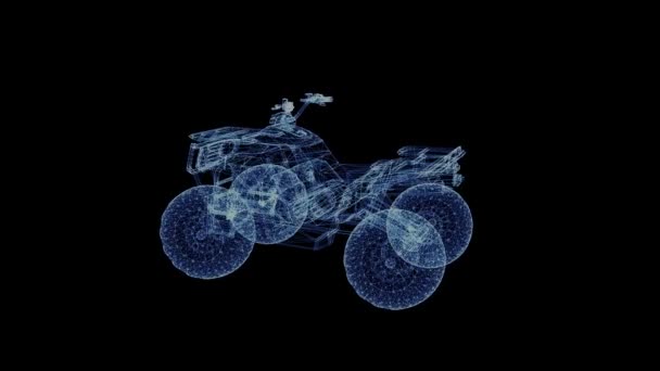 Holograma de una bicicleta cuádruple rotativa todoterreno — Vídeos de Stock