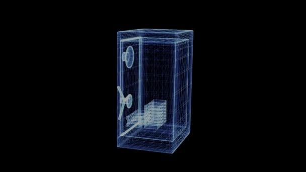 Hologram rotující s peníze v bezpečí — Stock video