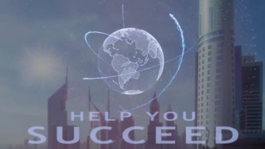 Metin 3d hologram modern metropol zemin karşı Dünya gezegeninin ile başarılı yardımcı