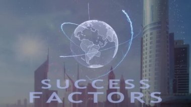 Başarı faktörleri metin ile modern metropol zemin karşı Dünya gezegeninin 3d hologram