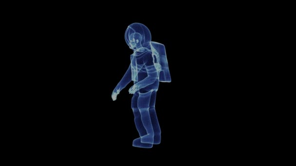 Het hologram van een astronaut — Stockvideo