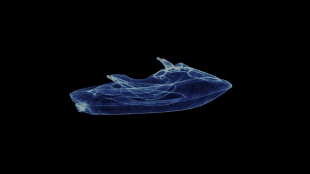 Hologram Skuter Wodny Animacja Jet Ski Czarnym Tle Płynna Pętla — Wideo stockowe
