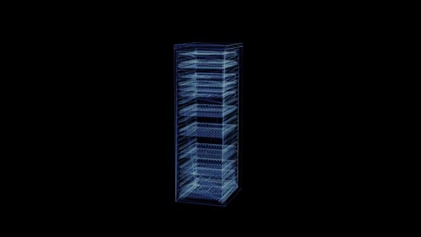 Het hologram van een deeltje network storage server — Stockvideo