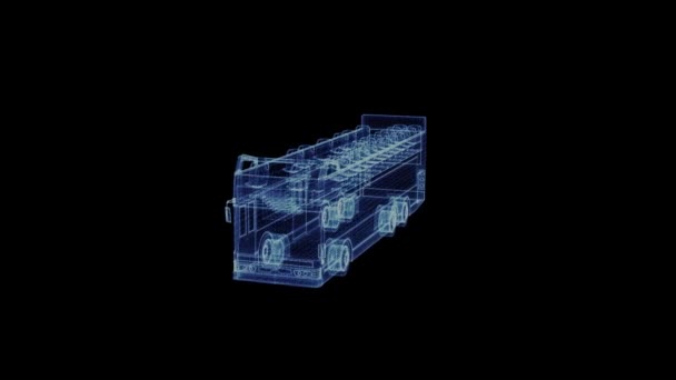 Hologram av en partikel moderna två golv buss — Stockvideo