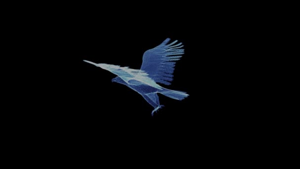 Holograma de un águila de partículas giratorias — Vídeo de stock