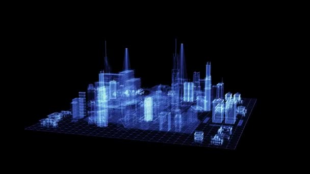 El holograma de una ciudad moderna — Vídeo de stock