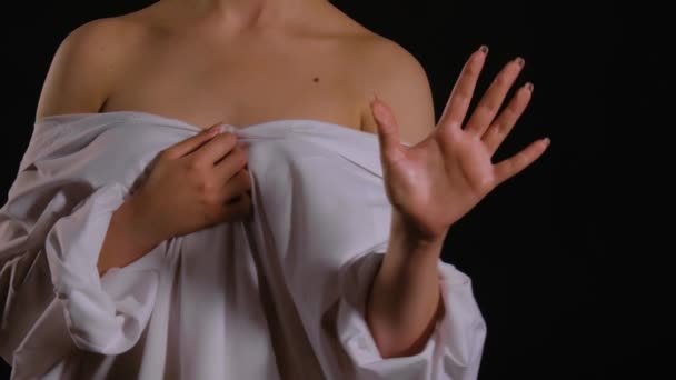 Kvinnlig kropp på mall för hud — Stockvideo