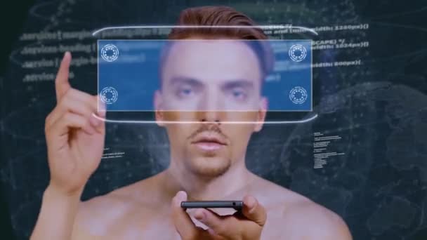 Guy interagit avec l'hologramme HUD Engagement client 