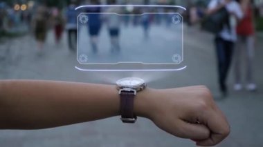 Hologram ırkçılığı olan kadın eli.