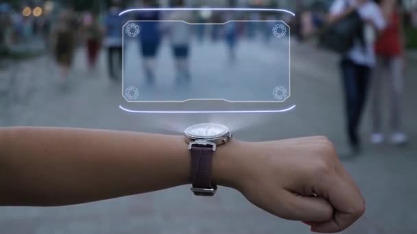 Ženská ruka s hologramem Omnichannel — Stock video