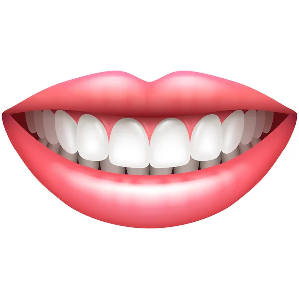 Здоровые Зубы Красивая Женщина Улыбка Изолированы Белой Векторной Иллюстрации — стоковый вектор