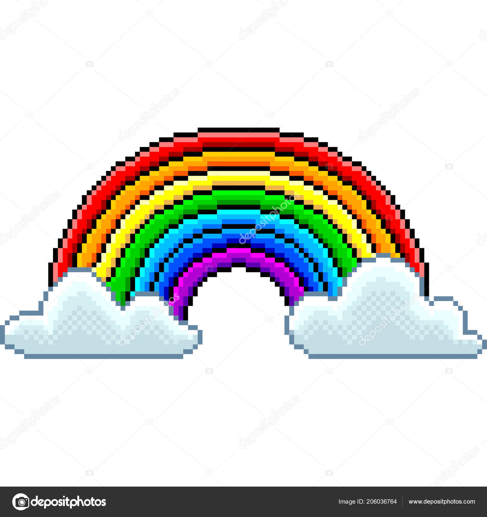 Pixel Arco Íris Com Nuvens Vetor Isolado Detalhado Vetor de ©andegraund548  206036764, image size:1600x1700