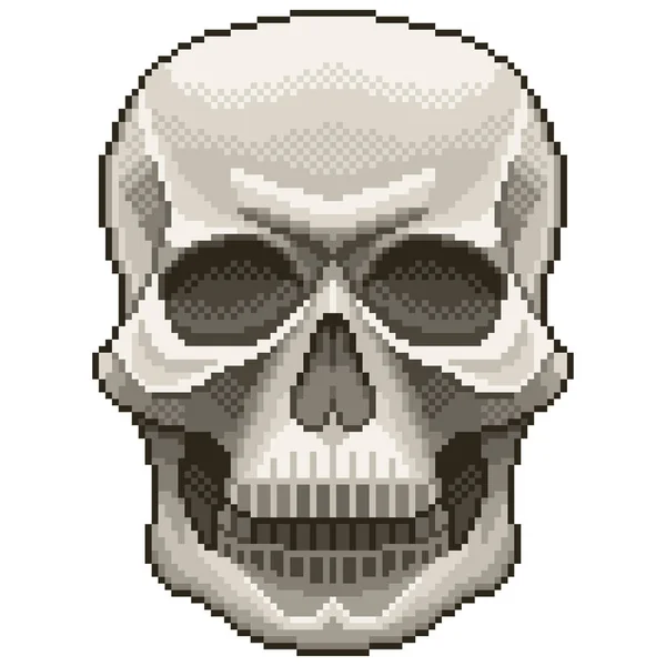 Pixel Human Skull Detailed Realistic Isolated Vector — Stock Vector