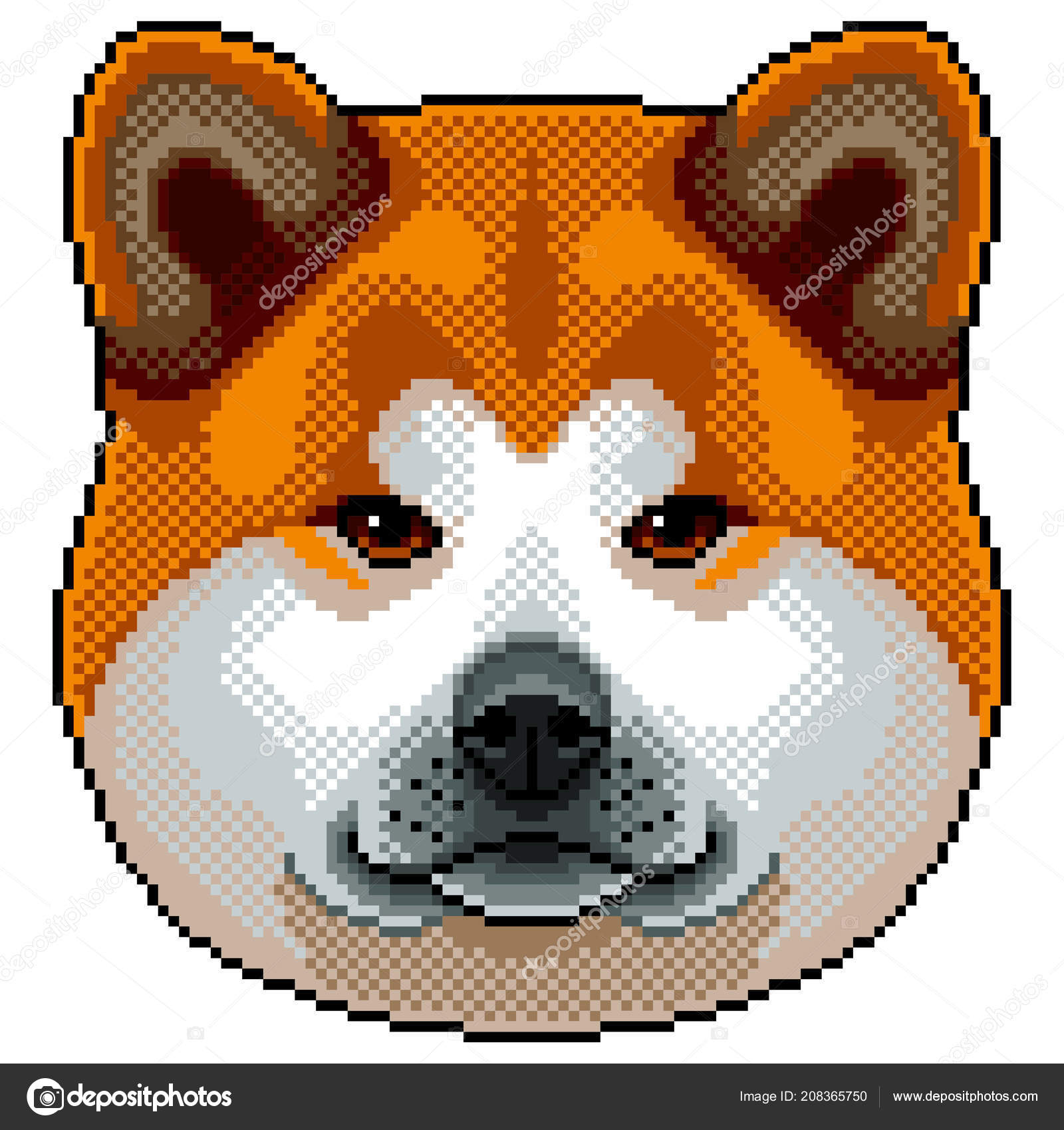 vector pixel art shiba dog isolated cartoon Stock Vector Image