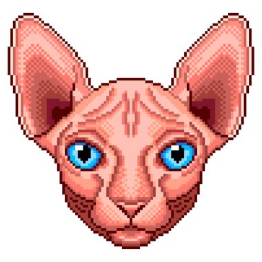 Piksel sfenks kedi portresi izole edilmiş vektör çizimi