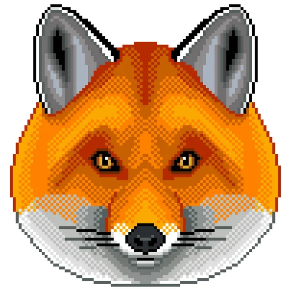 Portret Fox Pikseli Szczegółowa Ilustracja Białym Tle Wektor — Wektor stockowy
