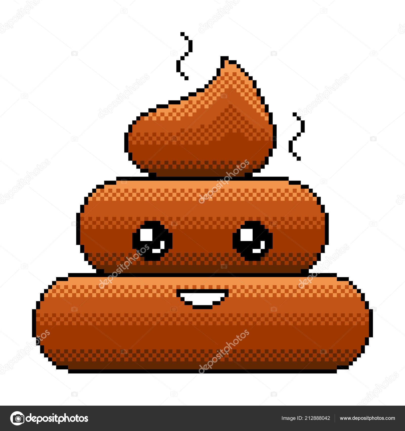 Pixel Poop Emoji Smilie Detailed Illustration Isolated